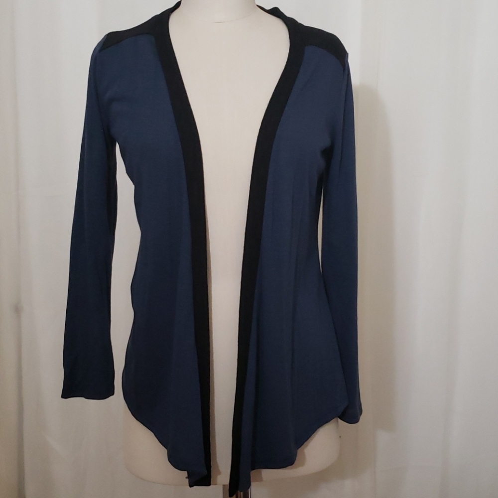 Metaphor Cardigan Sweater, Blue Black, Petite M